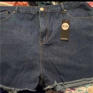 Boohoo Dark Blue Jean Shorts for Women
